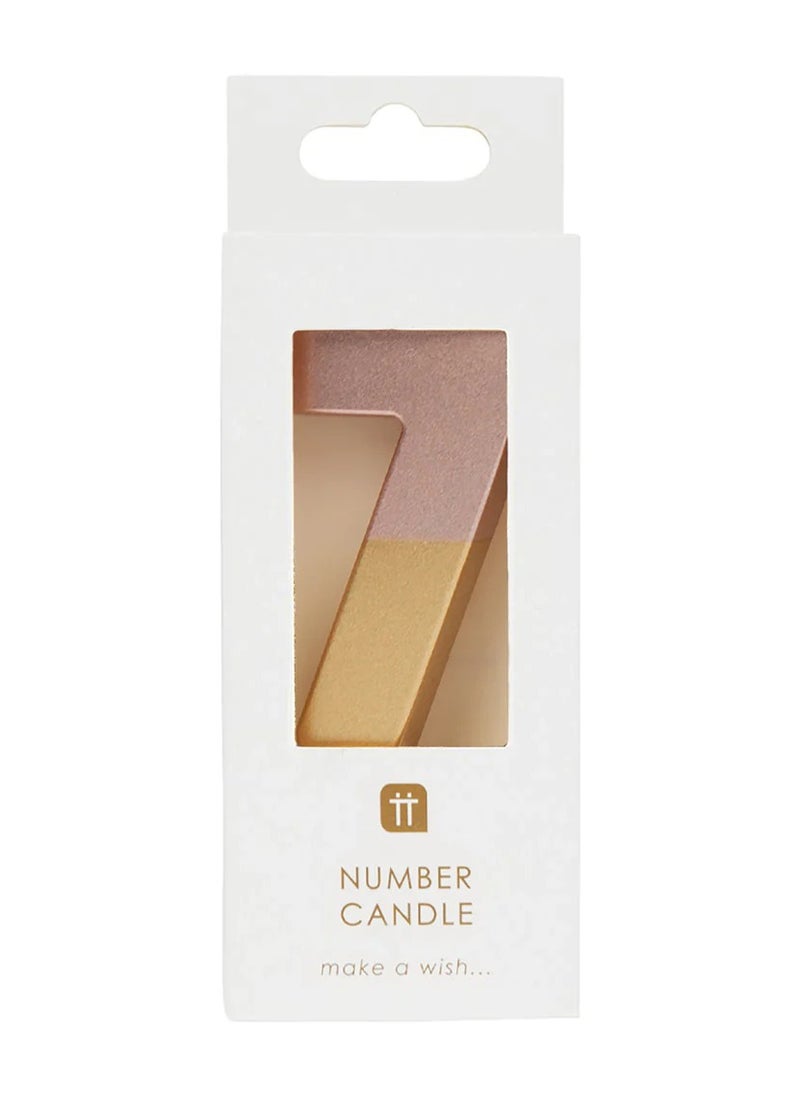 Talking Tables Talking Tables 7 Number Birthday Candles, Rose Gold Number Candle, Candle for Birthday Cake Topper, Anniversary Cake Number Candle. Candle stick for special occasions such as birthday and Anniversary (7 Number Candle, Rose Gold Dipped )  - Image 2