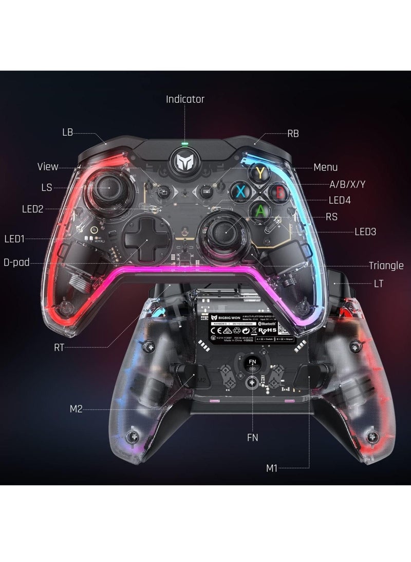 BIGBIG WON Nintendo Switch Gamepad Joystick for Nintendo Switch and Windows 10/11, Wired Pro Controller for PC Gaming, with Dual-Vibration, 6-Axis Gyro, Turbo Function - Image 2