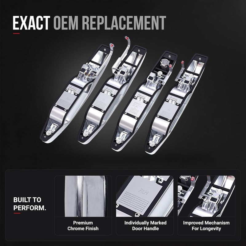 AA Ignition Exterior Door Handle Chrome Set of 4 - Compatible with Chevy, Cadillac & GMC Vehicles - Image 3