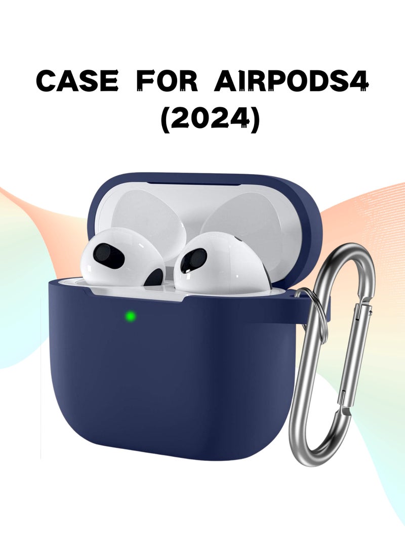 غلاف AirPods للجيل الرابع مُعزَّز الحماية، غطاء سيليكون ناعم مع مفتاح، غطاء وقائي كامل للرجال والنساء، متوافق مع أحدث إصدار من Apple AirPods 4 — أزرق - Image 1