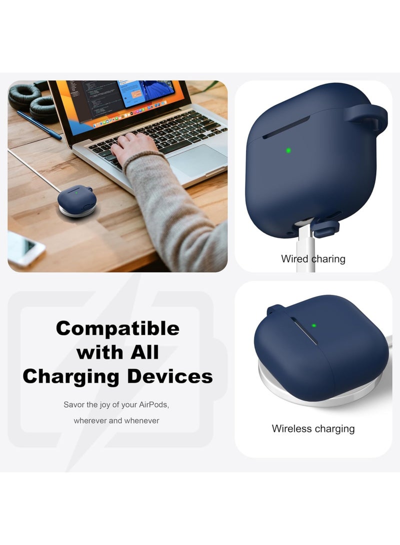 غلاف AirPods للجيل الرابع مُعزَّز الحماية، غطاء سيليكون ناعم مع مفتاح، غطاء وقائي كامل للرجال والنساء، متوافق مع أحدث إصدار من Apple AirPods 4 — أزرق - Image 3