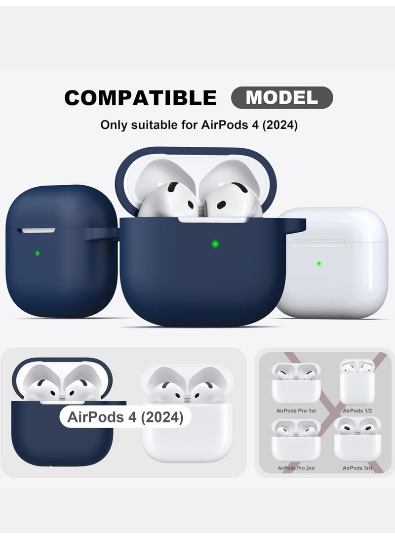 غلاف AirPods للجيل الرابع مُعزَّز الحماية، غطاء سيليكون ناعم مع مفتاح، غطاء وقائي كامل للرجال والنساء، متوافق مع أحدث إصدار من Apple AirPods 4 — أزرق - Image 4