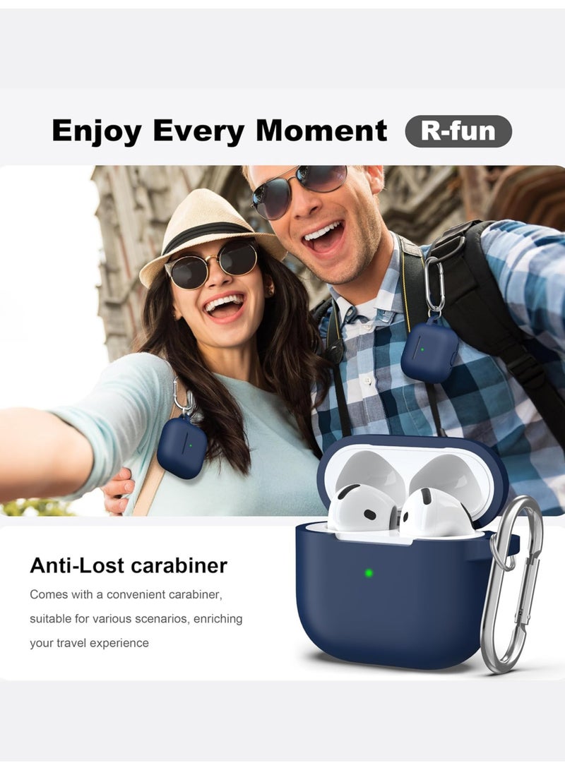 غلاف AirPods للجيل الرابع مُعزَّز الحماية، غطاء سيليكون ناعم مع مفتاح، غطاء وقائي كامل للرجال والنساء، متوافق مع أحدث إصدار من Apple AirPods 4 — أزرق - Image 5