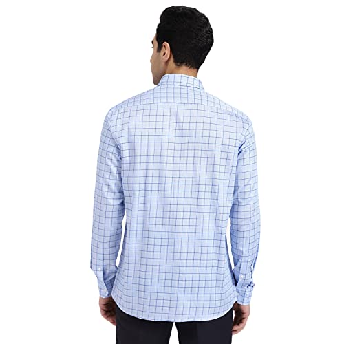 Arrow Men Slim fit Cotton Checked Long Sleeves Cutaway Collar Shirt(ARADOSH0818_Blue_40) - Image 3