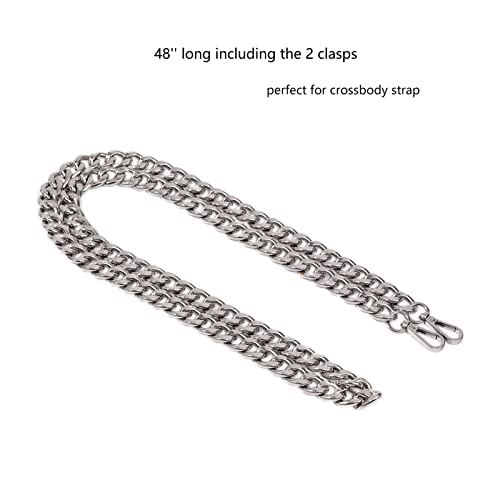 Xiazw Medium Size Fabulous Metal Shoulder Crossbody Purse Strap Replacement Bag Chain Accessories (48‘’, Silver) - Image 2