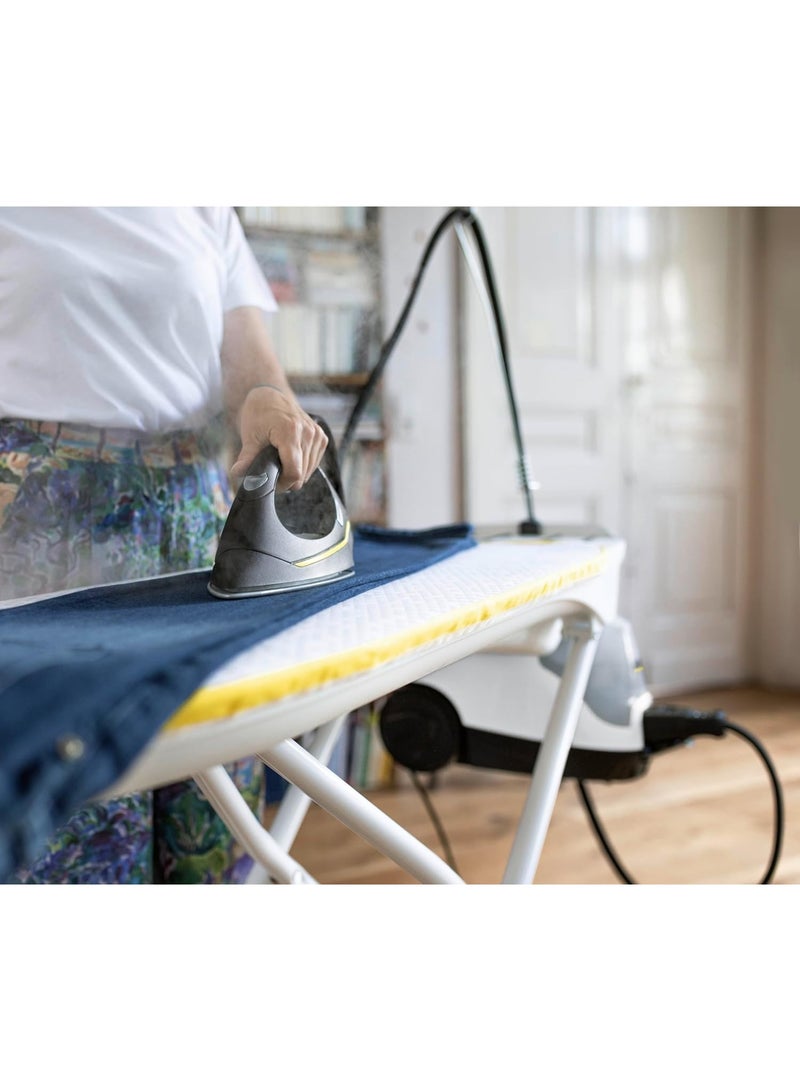 Kärcher منظف بخار SC 4 EasyFix Iron Kit لتنظيف وتعقيم الأسطح بدون استخدام المواد الكيميائية – مزود بمكواة مدمجة – قدرة 2000 واط – سعة خزان 1.3 لتر – صناعة ألمانية – باللونين الأبيض والأسود. - Image 2