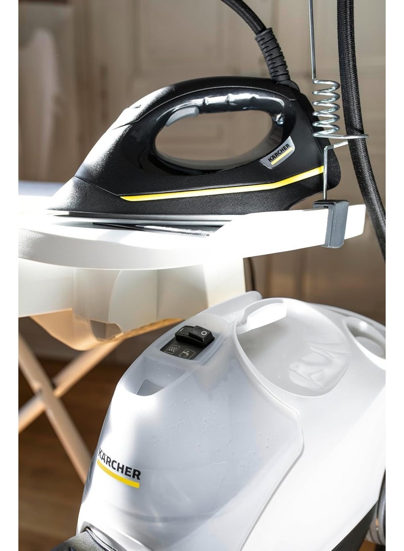 Kärcher منظف بخار SC 4 EasyFix Iron Kit لتنظيف وتعقيم الأسطح بدون استخدام المواد الكيميائية – مزود بمكواة مدمجة – قدرة 2000 واط – سعة خزان 1.3 لتر – صناعة ألمانية – باللونين الأبيض والأسود. - Image 3