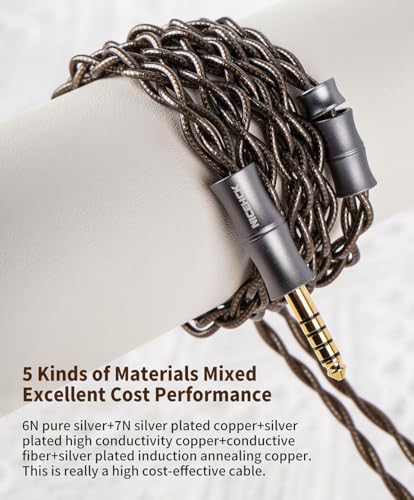 NICEHCK DuskSky IEM Cable, 6N Pure Silver Earbud Cord, 7N SPC Earphone Cables, in Ear Monitor Wire for Audiophile Musician (4.4mm with 2Pin) - Image 3