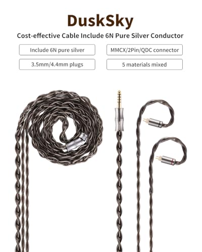 NICEHCK DuskSky IEM Cable, 6N Pure Silver Earbud Cord, 7N SPC Earphone Cables, in Ear Monitor Wire for Audiophile Musician (4.4mm with 2Pin) - Image 2