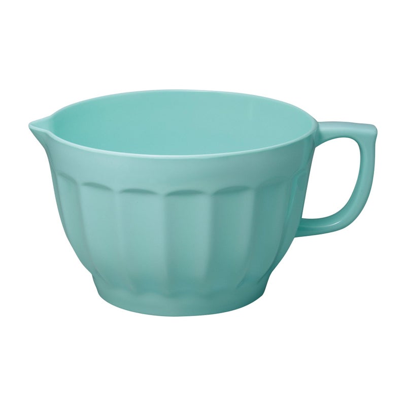 UP UPware Latte Style Melamine Batter Bowl with Pour Spout Handle and NonSlip Base Grip Handle for Easy Mix and Pour Home Essentials Cooking and Baking Tools 43 quart 115 x 875 Inch Blue