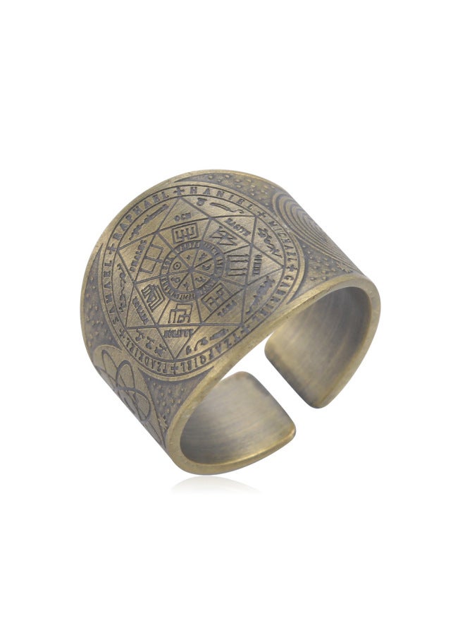 Men's Fashion Retro Wide Ring Personality Simple Hot Copper Seven-pointed Star Magic Array Open Ring Manufacturers