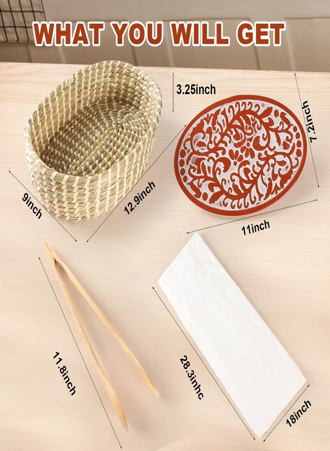 funsky Bread Warmer Basket with Stone Set,Bread Baskets for Serving,Terracotta Bread Warmer Gifts for Sourdough Bakers,Hostess House Warming Gifts Basket - Image 2