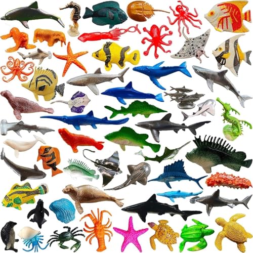 PSDFH 56 PCS Sea Realistic Plastic Ocean Animal Sea CreatureTurtle Figurines For Educational Tool Cake Toppers Desk Yard Decor Car Accessories - Image 1