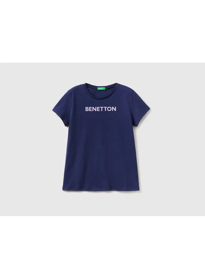 UNITED COLORS OF BENETTON 100% Cotton T-Shirt With Logo