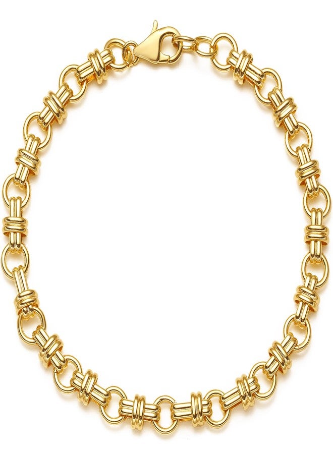 BENEIGE Gold Bracelets for Women 14K Gold Plated Dainty Link Chain Bracelets Trendy Cross Chain Bracelets Handmade Everyday Adjustable Jewelry for Women - Image 1