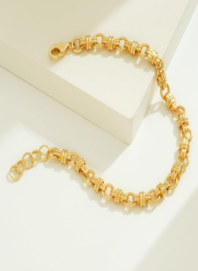 BENEIGE Gold Bracelets for Women 14K Gold Plated Dainty Link Chain Bracelets Trendy Cross Chain Bracelets Handmade Everyday Adjustable Jewelry for Women - Image 5