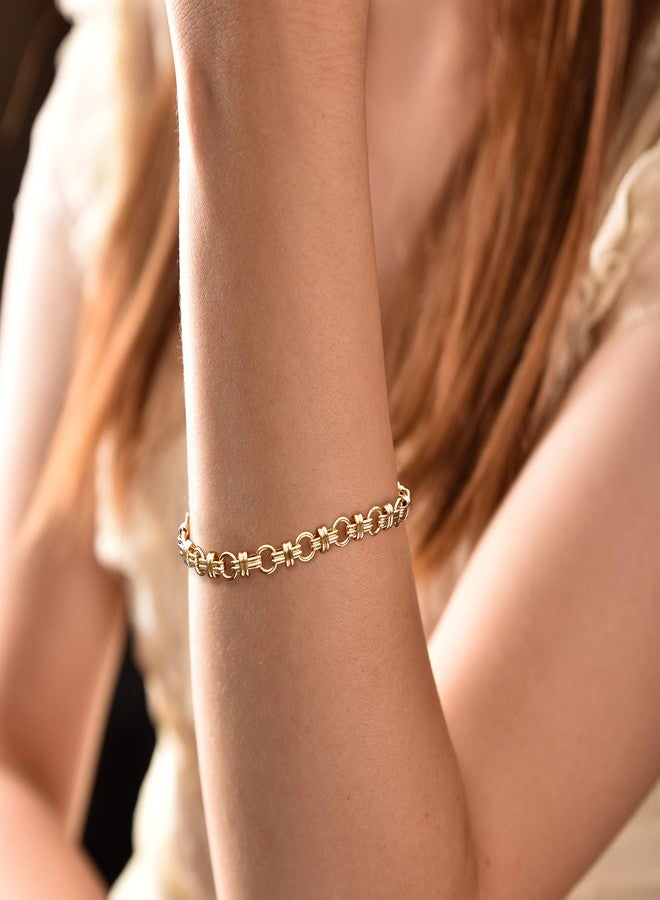 BENEIGE Gold Bracelets for Women 14K Gold Plated Dainty Link Chain Bracelets Trendy Cross Chain Bracelets Handmade Everyday Adjustable Jewelry for Women - Image 2