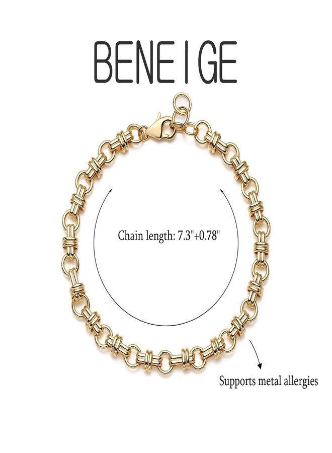BENEIGE Gold Bracelets for Women 14K Gold Plated Dainty Link Chain Bracelets Trendy Cross Chain Bracelets Handmade Everyday Adjustable Jewelry for Women - Image 4