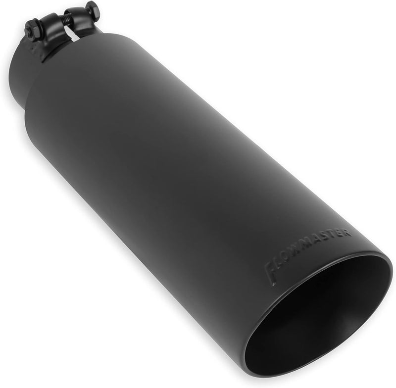 FLOWMASTER 15398B Exhaust Tip 4 Inch Angle Cut Black Ceramic Coated 304 Stainless Steel Fits 3 Inch Tubing 13 Inch Long - Clamp On - Image 4