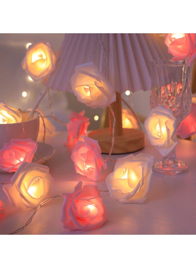 KUYING Girl Heart Pink White Rose Light String LED Night Light USB Style  - Image 2
