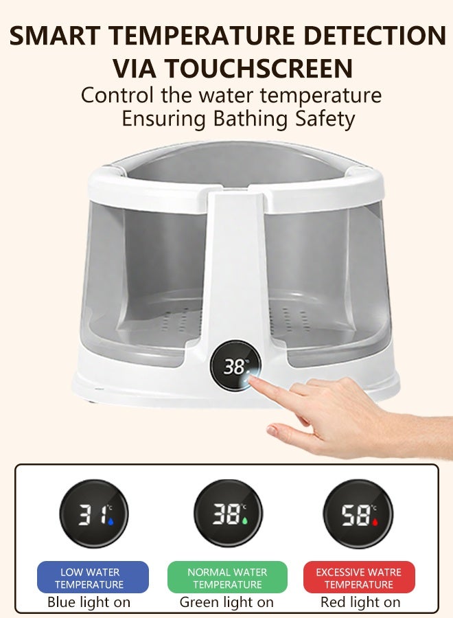 Baby Bath Seat for Babies 6M+, Non-Slip Infant Bathtub Chair with Soft Cushion & 4 Suction Cups, Sit-Up Toddler Bath Seat with Temperature-Sensing Colors, Baby Bather & Shower Chair Support, Grey - Image 2