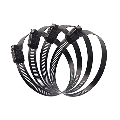 ISPINNER 4pcs 5 Inch Stainless Steel Adjustable 105-127mm Size Range Worm Gear Hose Clamp, Fuel Line Clamp for Plumbing, Automotive and Mechanical Application (Black) - Image 1