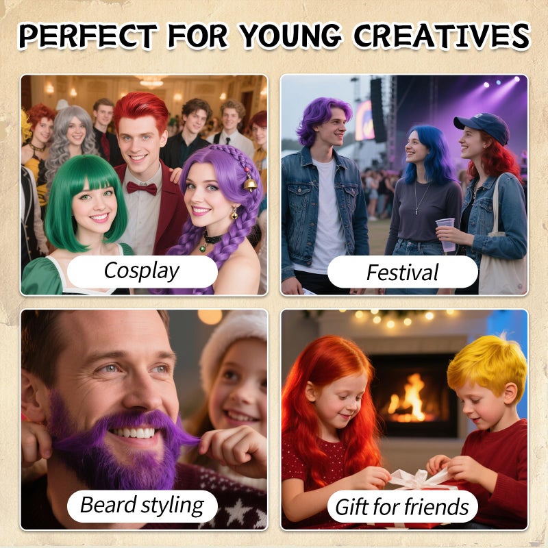 Byhoo بايهيو 6 قطع صبغة شعر مؤقتة للشعر الداكن، طباشير شعر للفتيات، صبغة شعر للأطفال، لون شعر قابل للغسل، هدايا للفتيات من 7-13 سنة في عيد الميلاد - Image 5