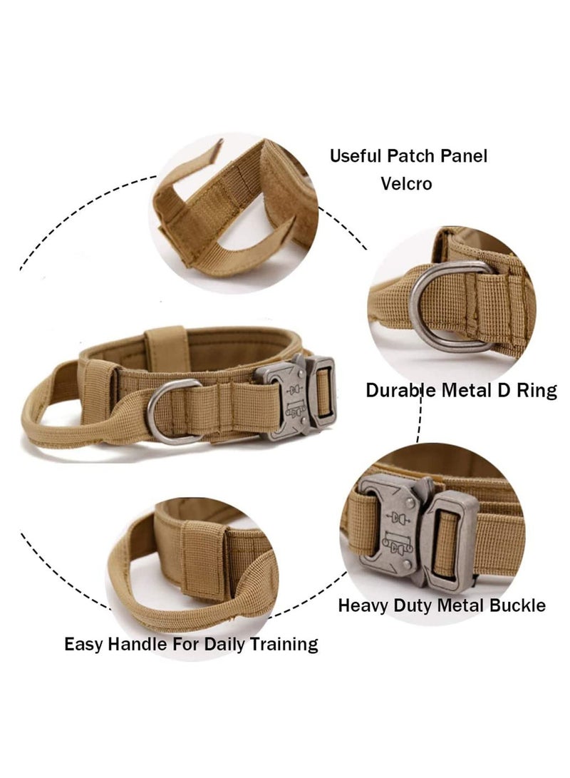 Zikra طقم طوق كلب تكتيكي وحزام مع مقبض قابل للتعديل من النايلون العسكري مع مشبك معدني للتحكم ( بني، م ) - Image 2