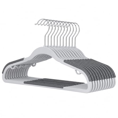 Zollyss Plastic Clothes Hangers - Space Saving Dry & Wet Hangers with Non-Slip Pads - Heavy Duty Coat, Suit, Underwear, Pants, Shirts - 10 Piece, Grey - Image 1