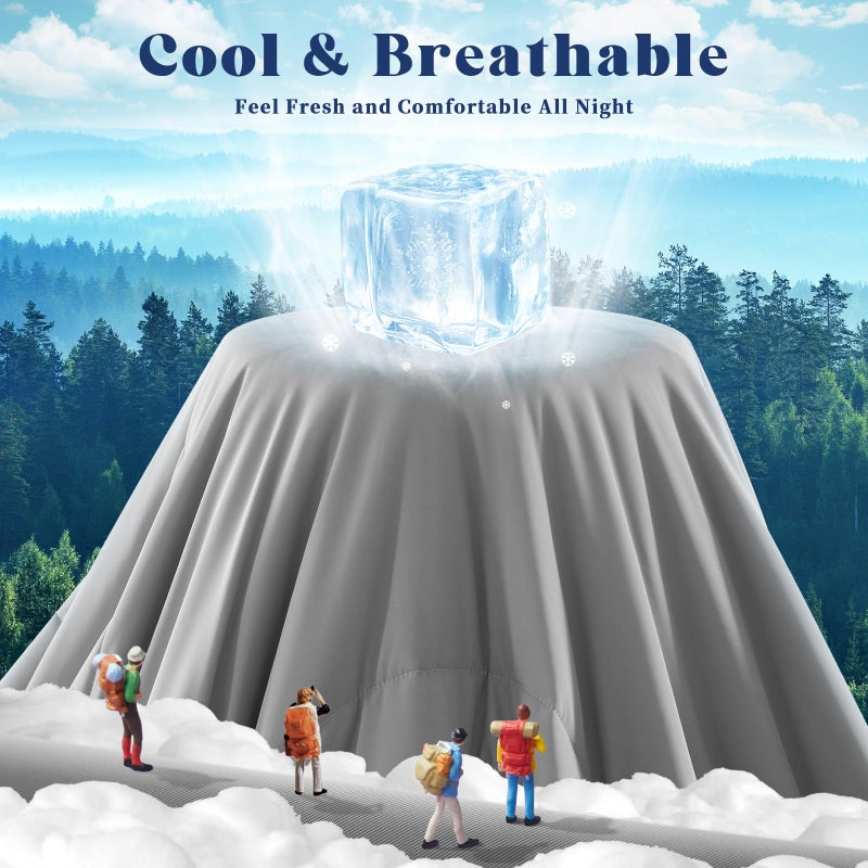 FineMay Cooling Comforter Queen Size, Double-Sided Cooling Blanket for Hot Sleepers & Night Sweats, Arc-Chill Q-Max > 0.4 Breathable Ice Blanket, Lightweight Cold Comforter (80''x90'', Light Grey) - Image 4