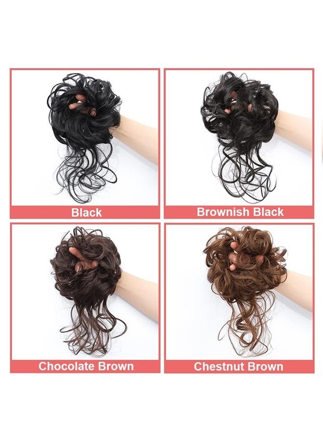 KETHBE Messy Bun Hair Piece Tousled Updo Hair Buns Extension Elastic Hair Band Hair Pieces Curly Hair Bun Scrunchie For Women (Black)  - Image 2
