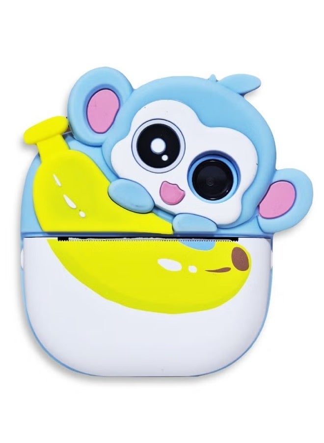 Kids Portable Monkey Instant Print Camera, 1080P HD Dual Lens, Instant Photo Printing, Rechargeable Battery, Paper Rolls Creative Gift for Boys & Girls - Image 1