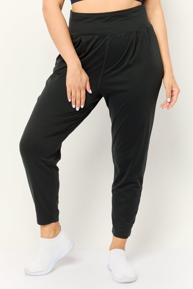 Beause Women Regular Fit Straight Leg Plain Jogger Pants, Black - Image 1