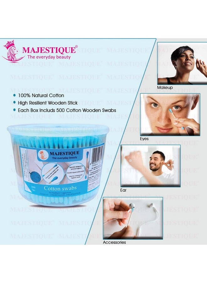 MAJESTIQUE Majestique Ear Cleaner Buds | Cotton Ear Buds Swabs | Wooden Stick Cotton Ear Buds | 100% Pure Cotton and Wooden Stick Ear Buds | Anti-Allergic | Eco Friendly Cotton Swabs (500 Tips)  - Image 3