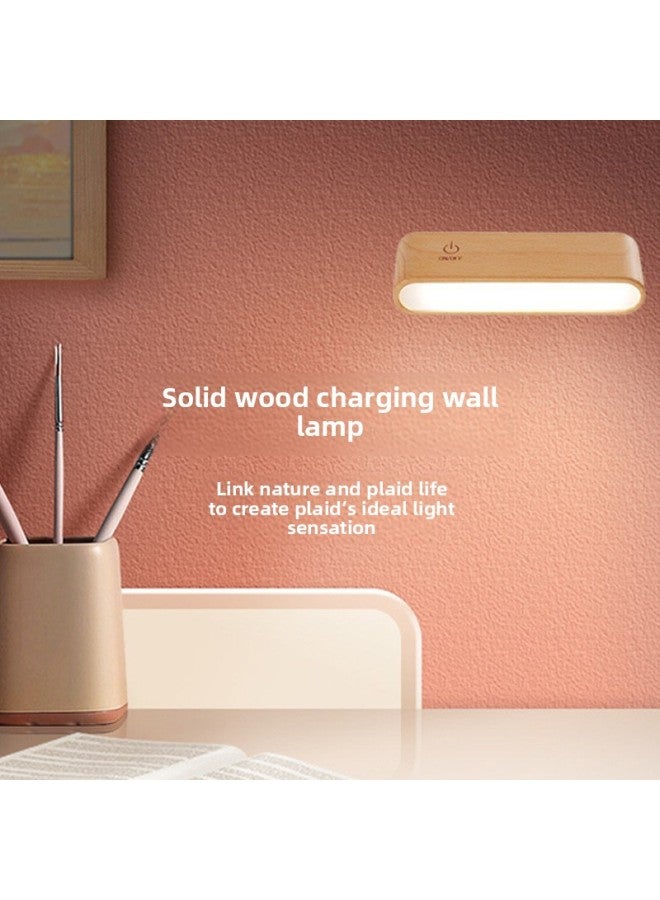 Loquat Nordic Solid Wood Led Small Table Lamp Modern Simple Bedroom Student Dormitory Hole-free Wall Lamp Wiring-free Bedside Lamp-Light Color:Beech Night Light (three-tone Lighting) - Image 4