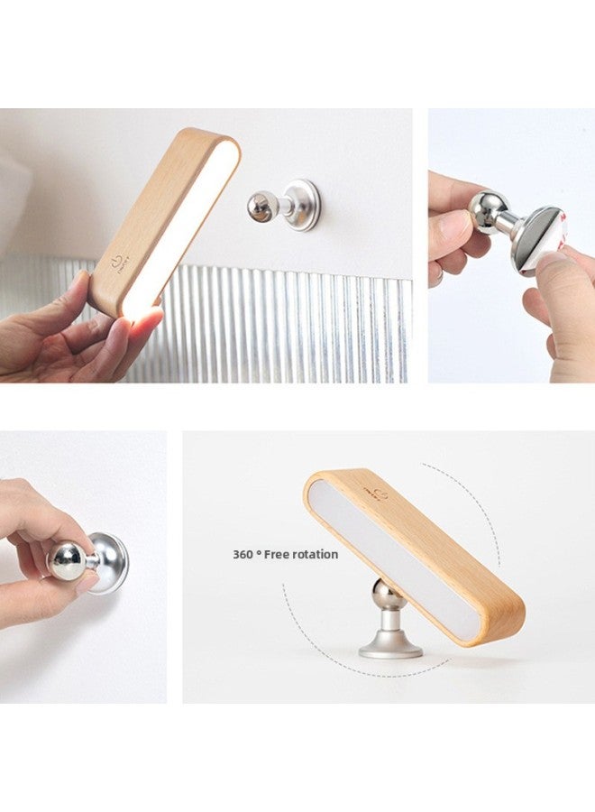 Loquat Nordic Solid Wood Led Small Table Lamp Modern Simple Bedroom Student Dormitory Hole-free Wall Lamp Wiring-free Bedside Lamp-Light Color:Beech Night Light (three-tone Lighting) - Image 5