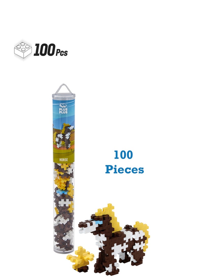 Plus-Plus 300.4116 Horse 100 Pcs Tube Building Bricks, Mixed, Standard  - Image 1