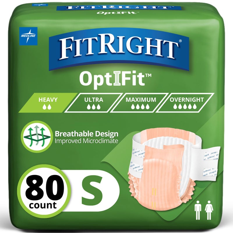 FitRight OptiFit Extra Adult Briefs Incontinence Diapers with Tabs Moderate Absorbency Small 20 to 32 20 Count Pack of 4 - Image 3