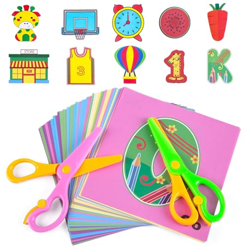Koogel Toddler Scissors Practice Kit for Ages 35 2 Training Blunt Tip Safety Scissors 120 Sheets Paper Cutting for Early Preschool Development Tools HandEye Coordination Learn to Cut Line Skill - Image 1