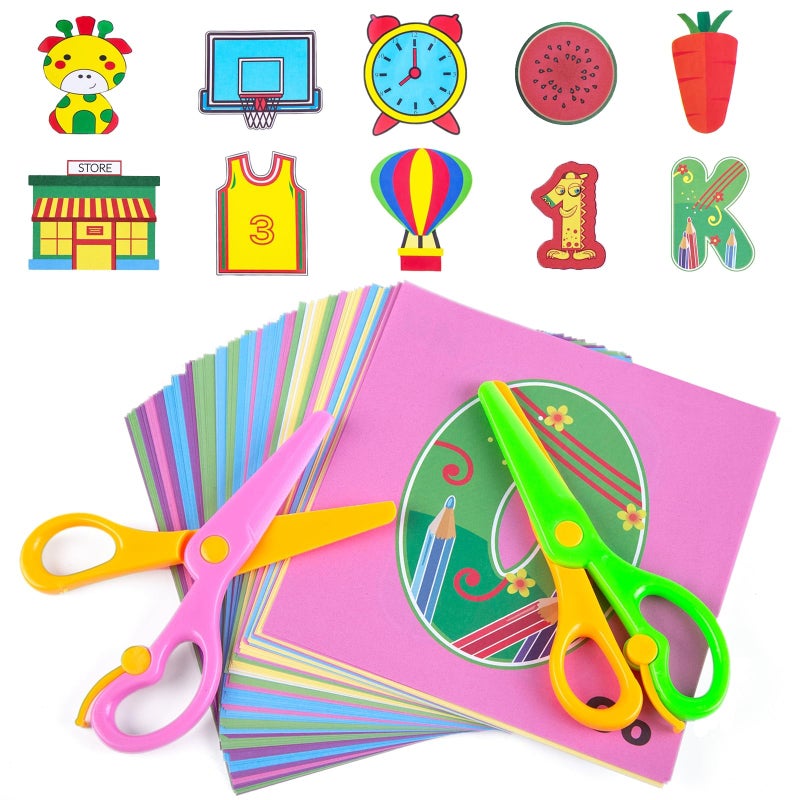 Koogel Toddler Scissors Practice Kit for Ages 35 2 Training Blunt Tip Safety Scissors 120 Sheets Paper Cutting for Early Preschool Development Tools HandEye Coordination Learn to Cut Line Skill - Image 2