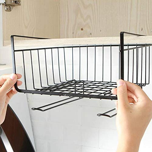 ATHA Metal Multipurpose Under Shelf Hanging Basket Hanger For Kitchen Bathroom Office Cupboard Cabinet Storage Organization BlackWhite - Image 4