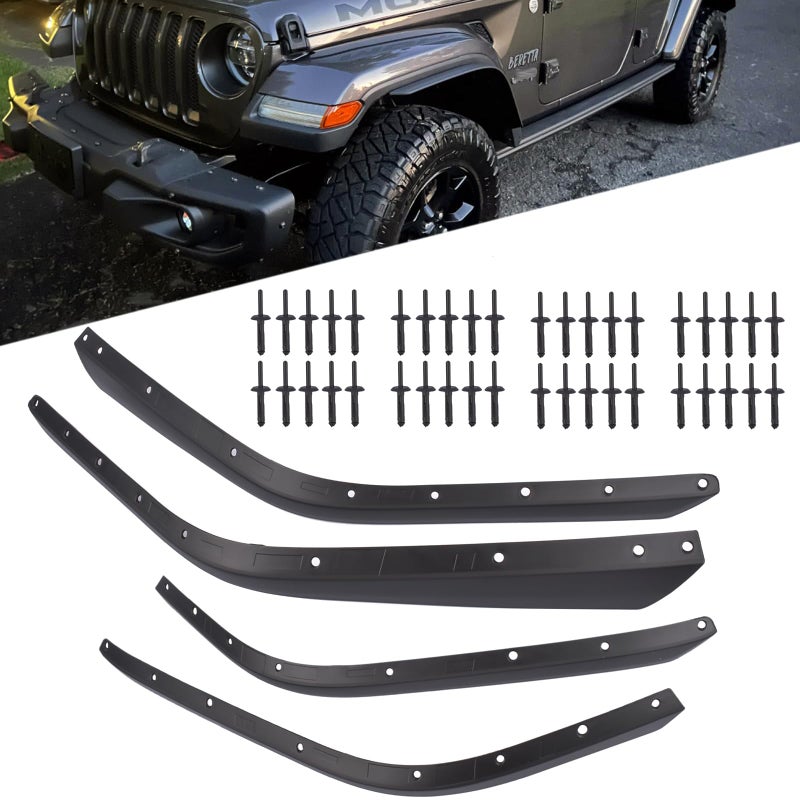 Flynsu Front  Rear Fender Flares Extension Set Replacement for 20182024 Jeep Wrangler JL JLU Rubicon High Clearance Wheel Fender Flares Not fit 4XE