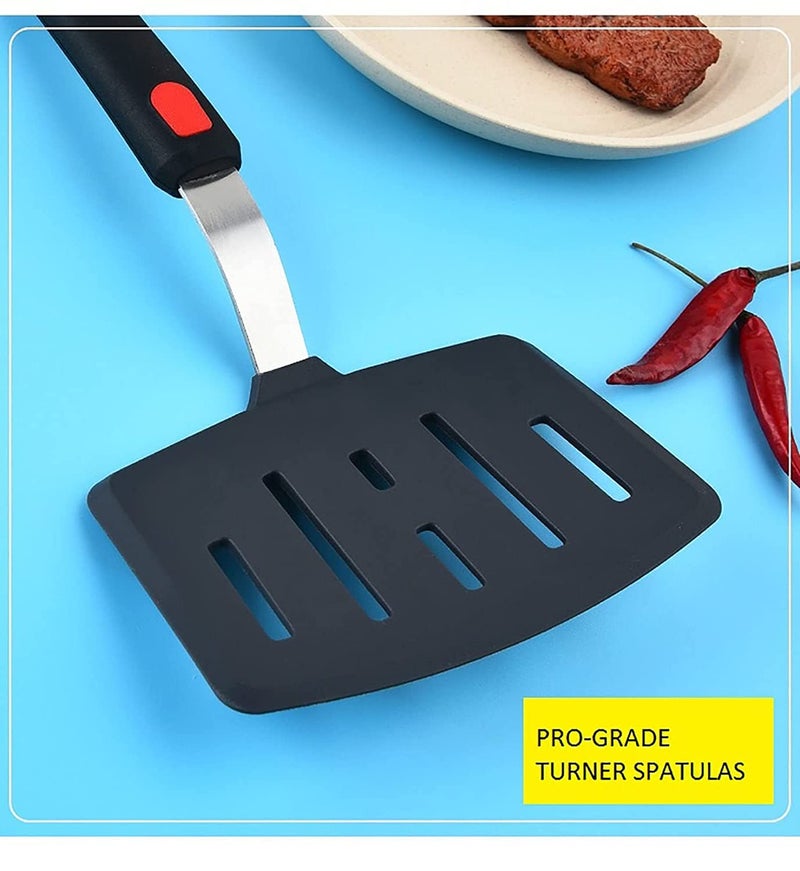 TASKHOUSE Silicone Fish Spatula Turner Wide Pancake Fish Slotted for Nonstick Cookware Pans Omelette Egg Spatula 600°F Heat Resistant (1 Piece) - Image 3