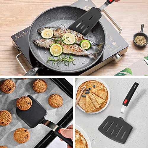 TASKHOUSE Silicone Fish Spatula Turner Wide Pancake Fish Slotted for Nonstick Cookware Pans Omelette Egg Spatula 600°F Heat Resistant (1 Piece) - Image 4