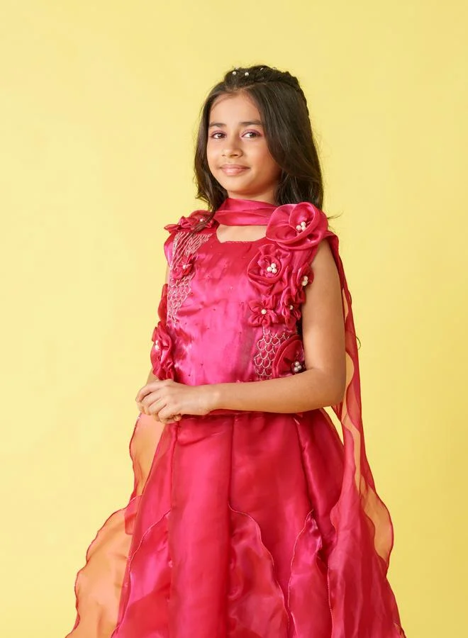Maithili Maithili Embellished Organza Top and Lehenga Set