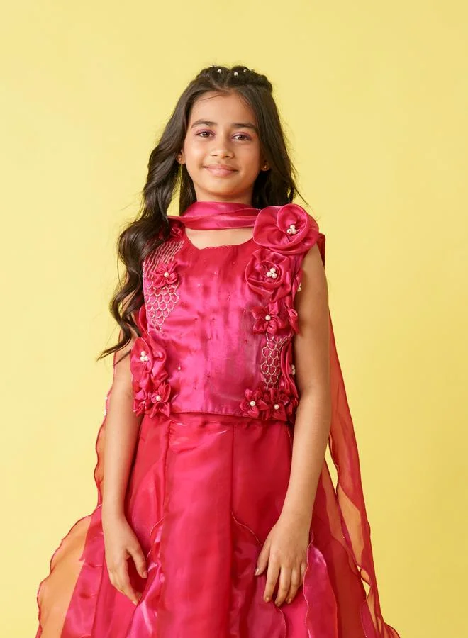 Maithili Maithili Embellished Organza Top and Lehenga Set