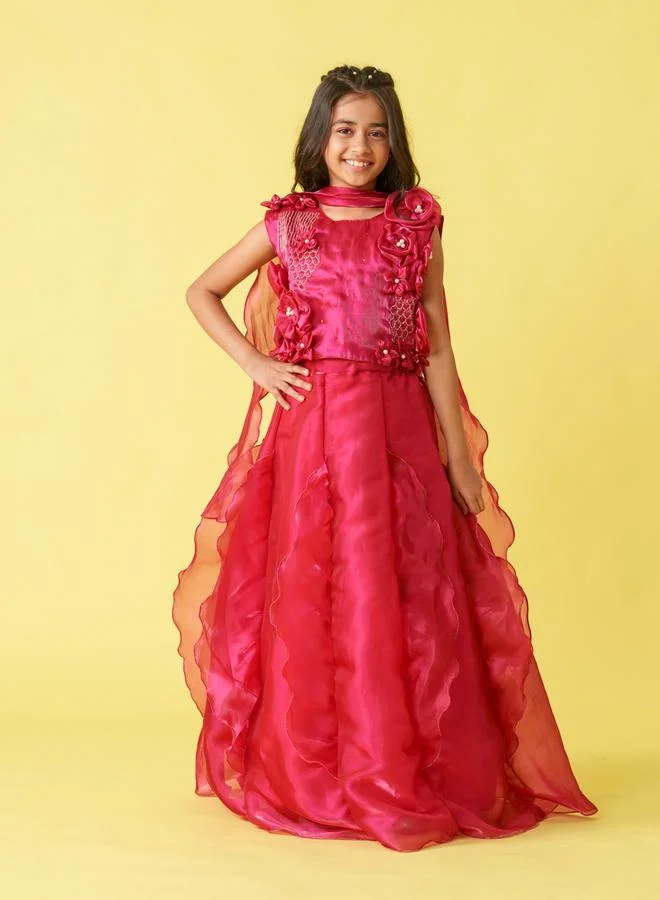 Maithili Maithili Embellished Organza Top and Lehenga Set