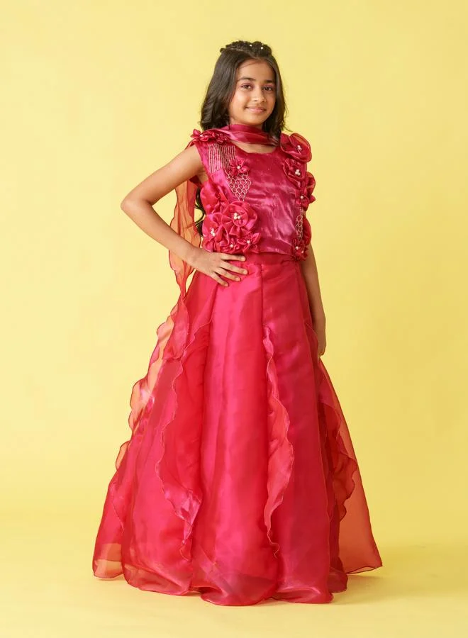 Maithili Maithili Embellished Organza Top and Lehenga Set