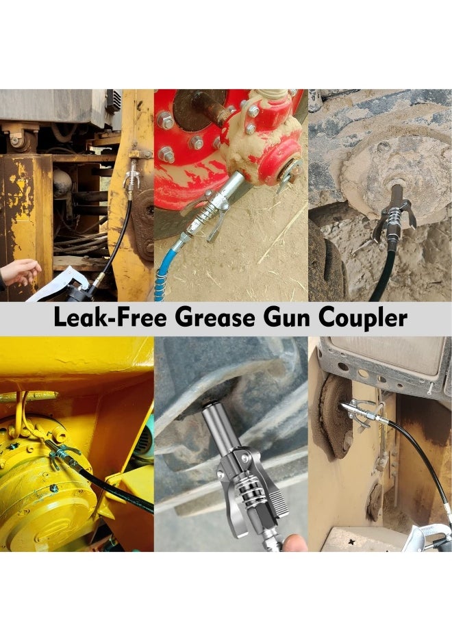 Generic - Heavy-Duty Grease Gun Coupler with Double Handle Quick Lock Release, 6 Durable Jaws, 12000 PSI High Pressure Grease Fittings, Universal Compatibility with 1/8" NPT Grease Guns - Image 1