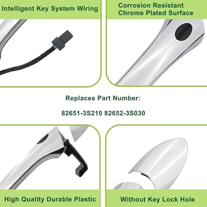 ريحني مقبض الباب الخارجي من جهة الراكب الأمامية اليمنى مع دخول ذكي بدون فتحة مفتاح متوافق مع 20112015 هيونداي سوناتا تحل محل 826513S210 826523S030 - Image 5